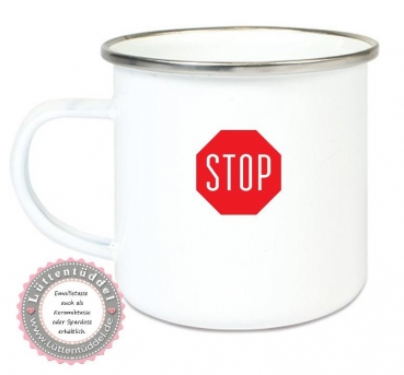 Preview: ♥ zauberhafte Tasse Emailletasse, Becher,  Baustelle, Fahrzeuge, Bagger, Traktor, Kran, Kipper, Sterne Name,  Wunschname, KITA Kindergarten, Einschulung, Dankeschön, Abschied, Jubiläum, Geschenk, Becher von Lüttentüddel